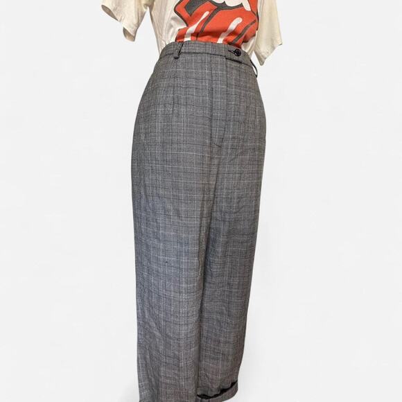 Vintage Pendleton Wool Pants Grey Plaid High Waisted Wide Leg 10P - Picture 1 of 6